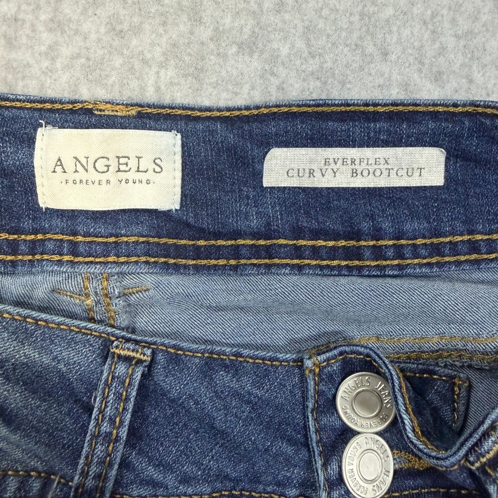 Angels Forever Young Everflex Curvy Bootcut Jeans Medium Wash Sequin Pockets 8 - Picture 12 of 12